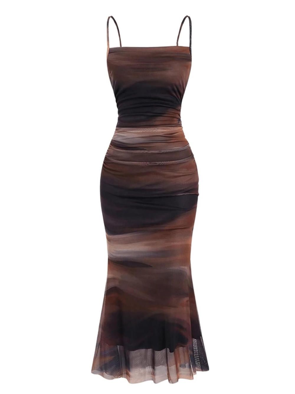Soly Hux Brown Ombre Spaghetti Strap Midi Dress